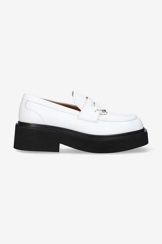 Marni leather loafers Moccasin Shoe women's white color