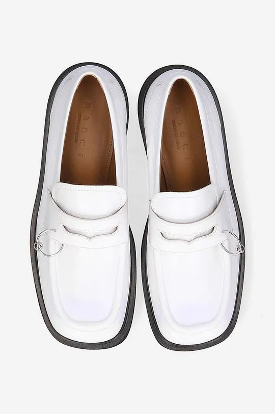 Marni leather loafers Moccasin Shoe women's white color