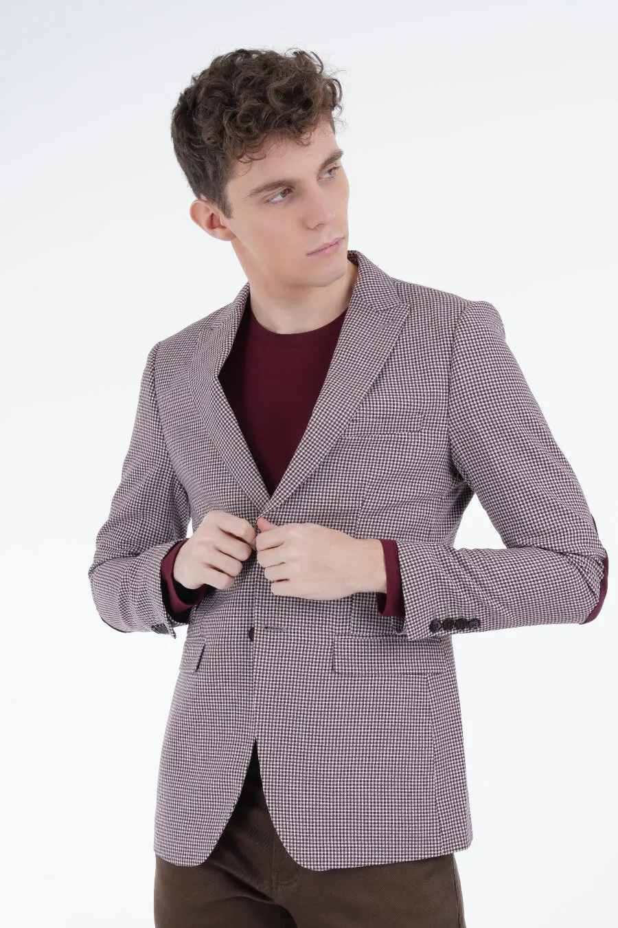 Maroon Pin Check Coat