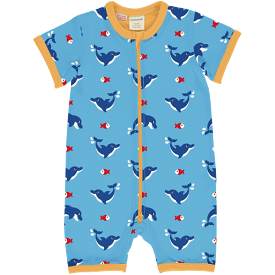 Maxomorra Dolphin Organic Cotton Short Sleeved Romper