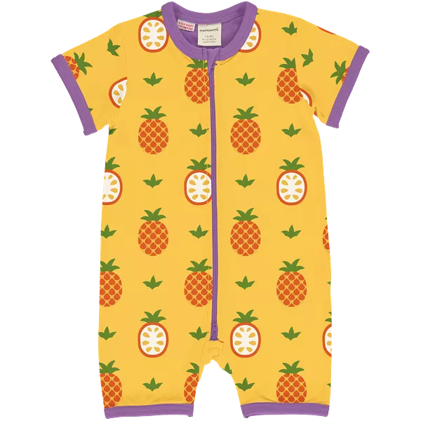 Maxomorra Pineapple Organic Cotton Short Sleeved Romper