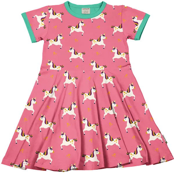 Maxomorra Unicorn Organic Cotton Short Sleeved Circle Dress