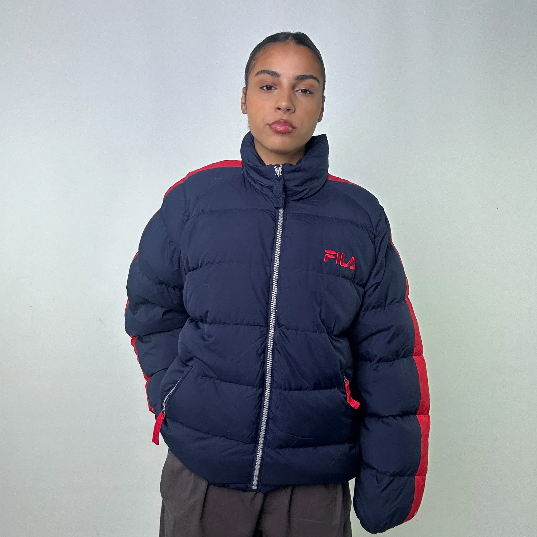 Navy Blue 90s FILA Puffer Jacket Coat (S/M)