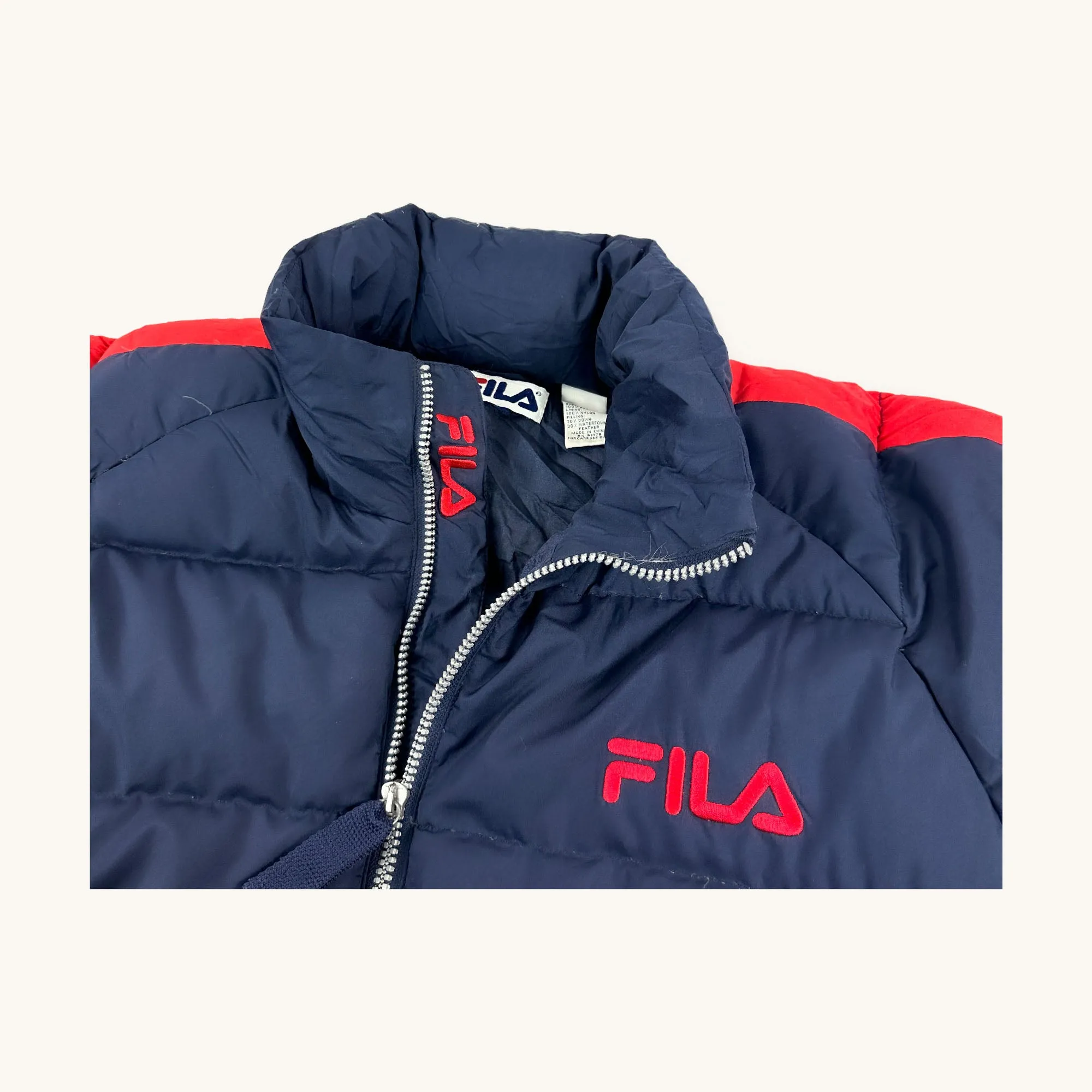 Navy Blue 90s FILA Puffer Jacket Coat (S/M)