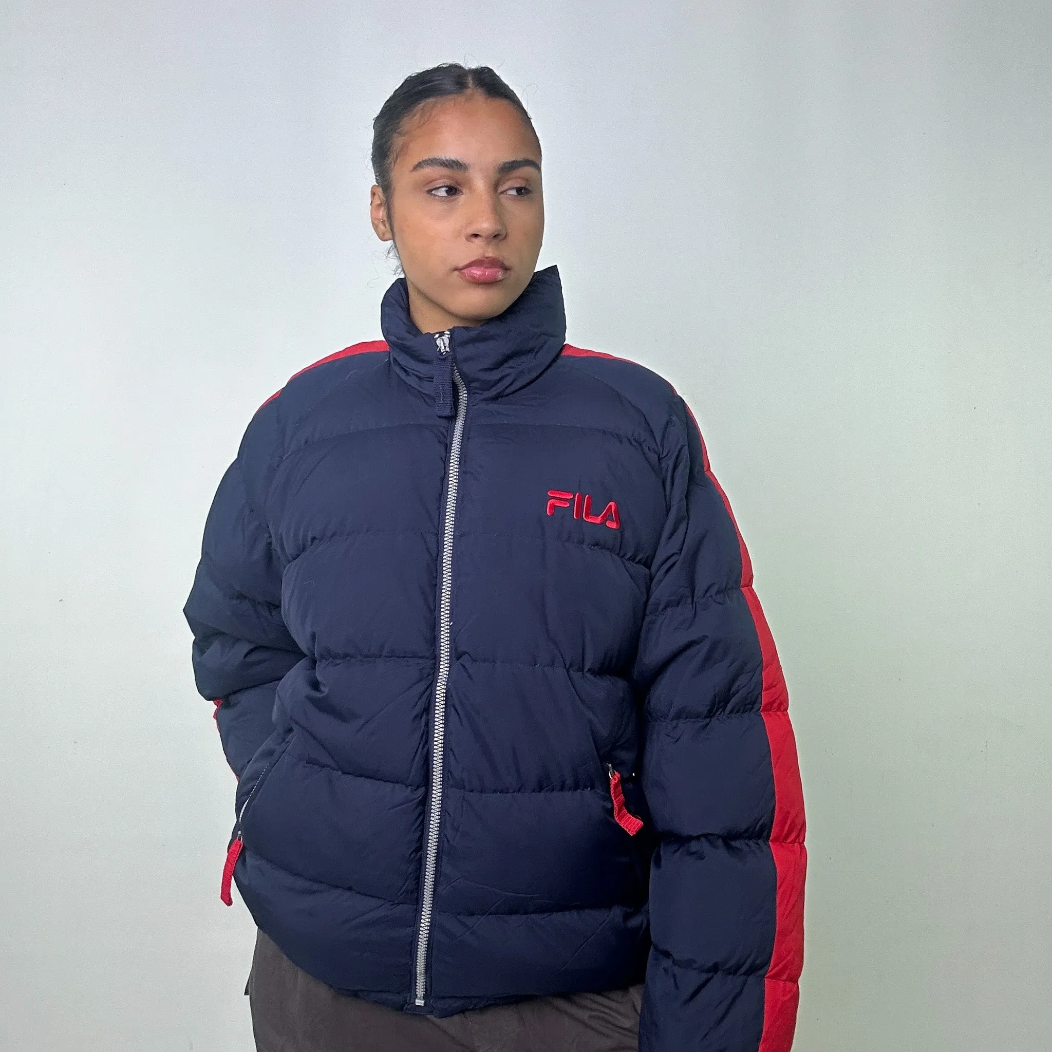 Navy Blue 90s FILA Puffer Jacket Coat (S/M)