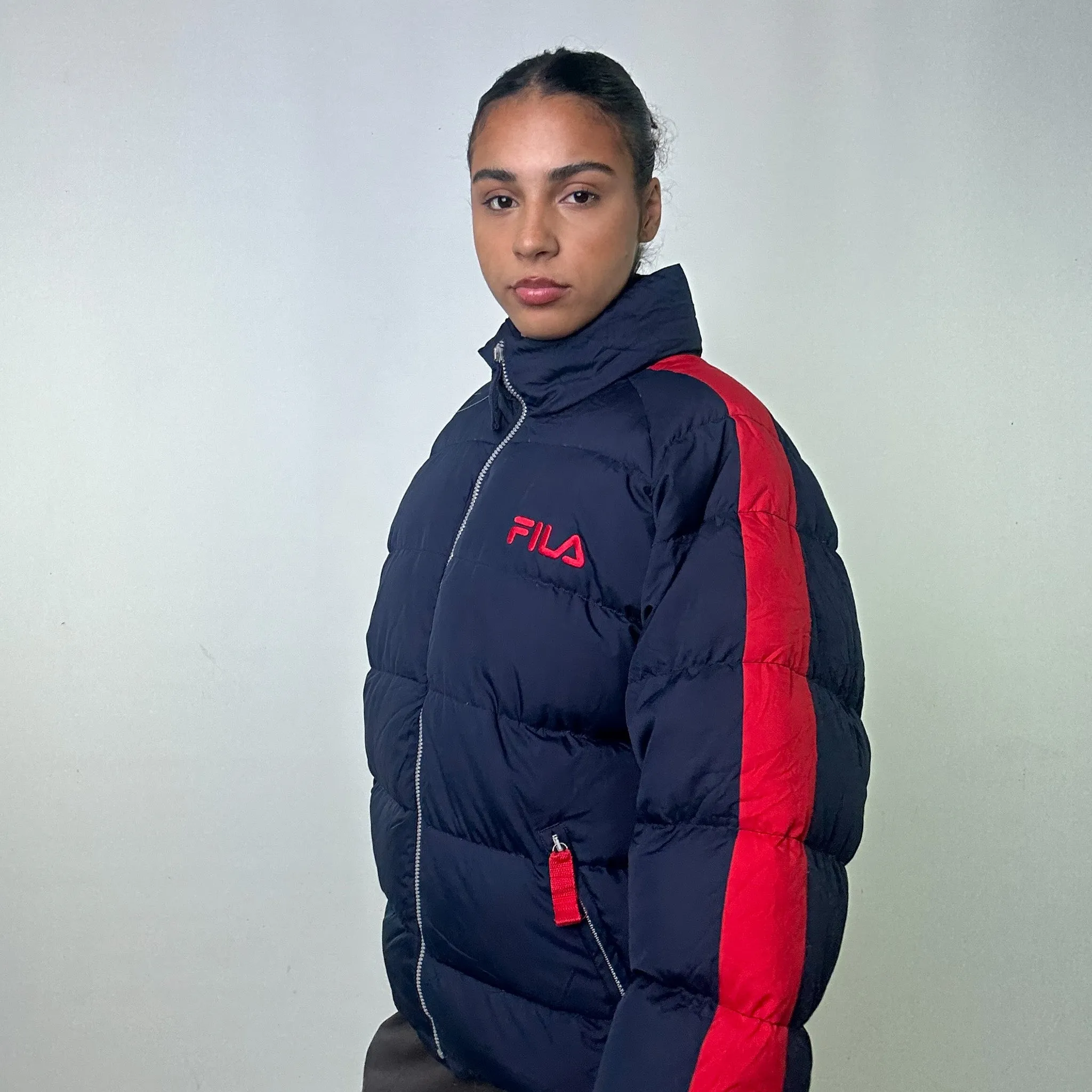 Navy Blue 90s FILA Puffer Jacket Coat (S/M)