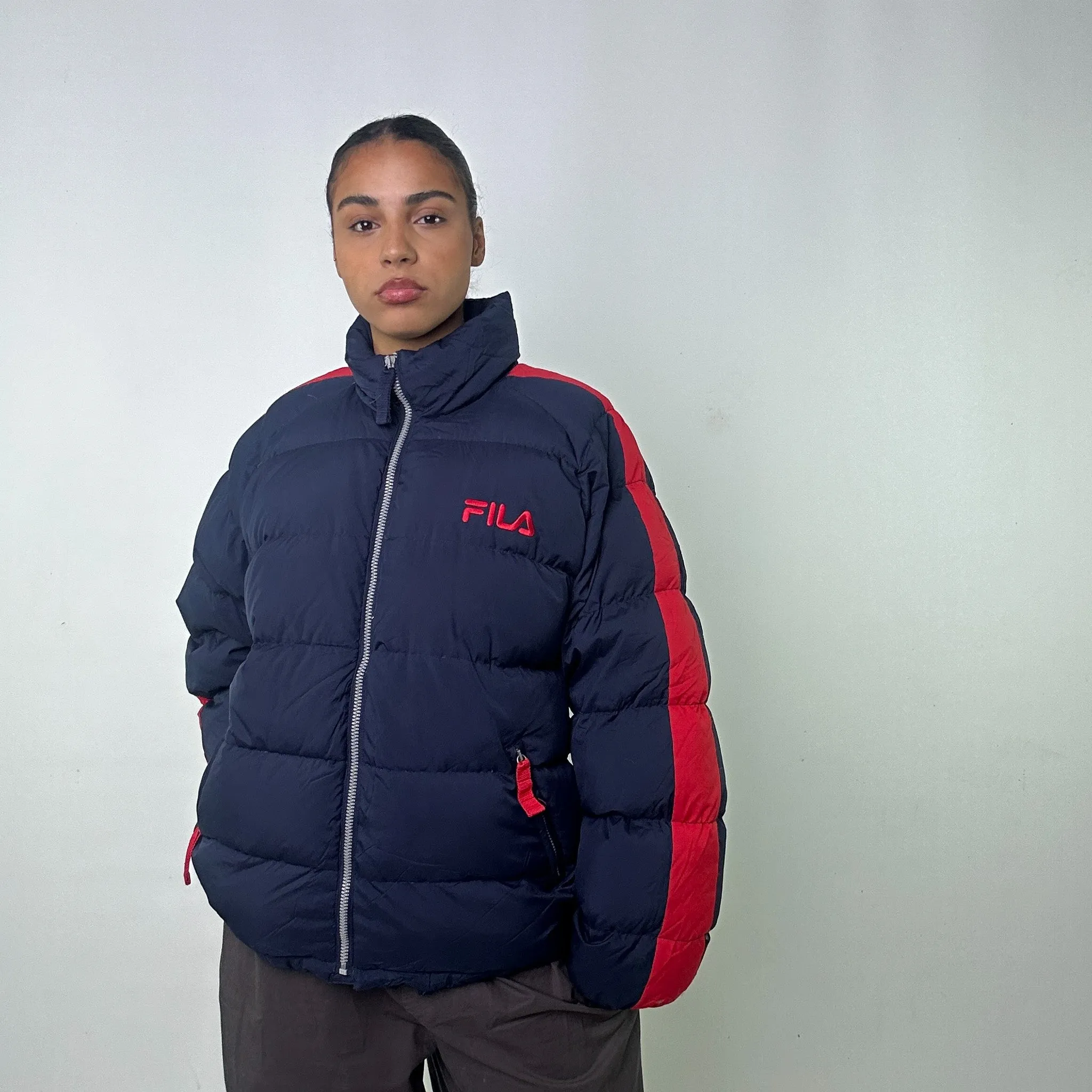 Navy Blue 90s FILA Puffer Jacket Coat (S/M)