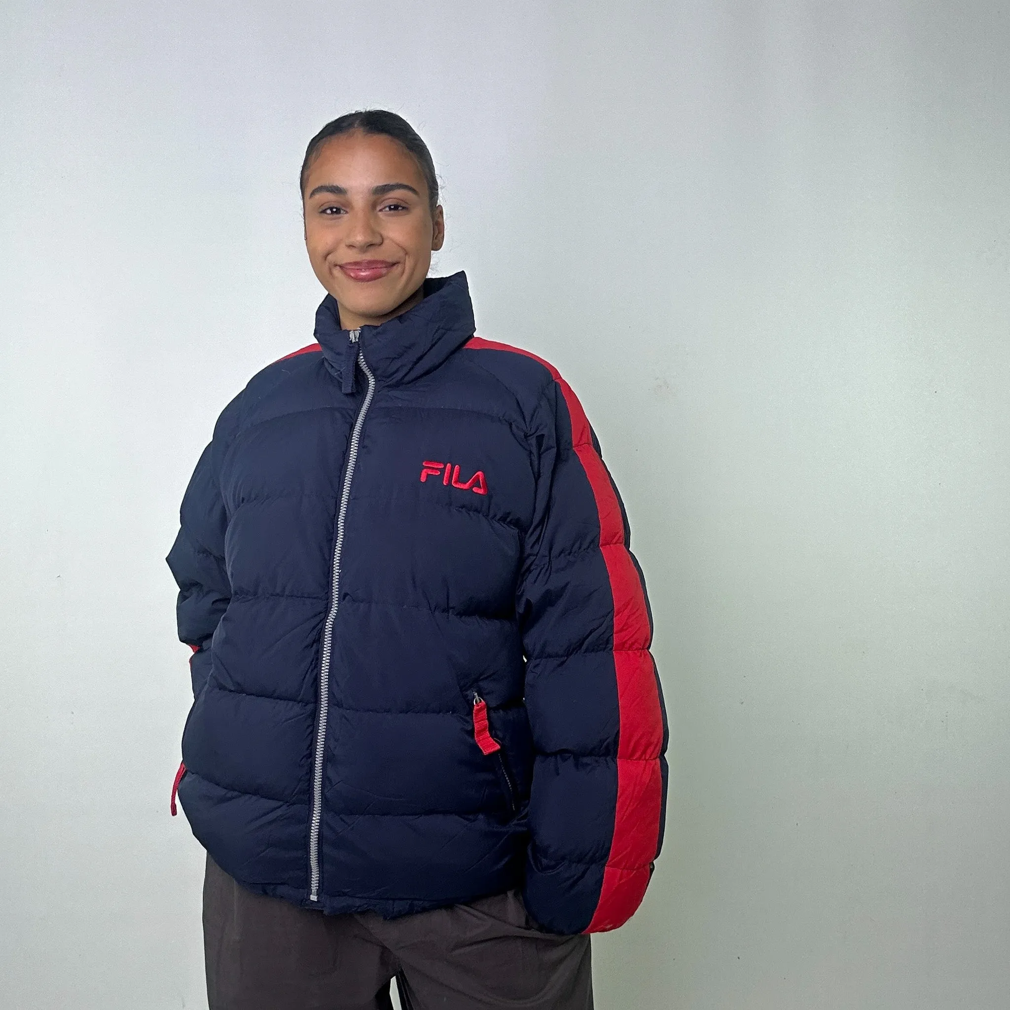 Navy Blue 90s FILA Puffer Jacket Coat (S/M)