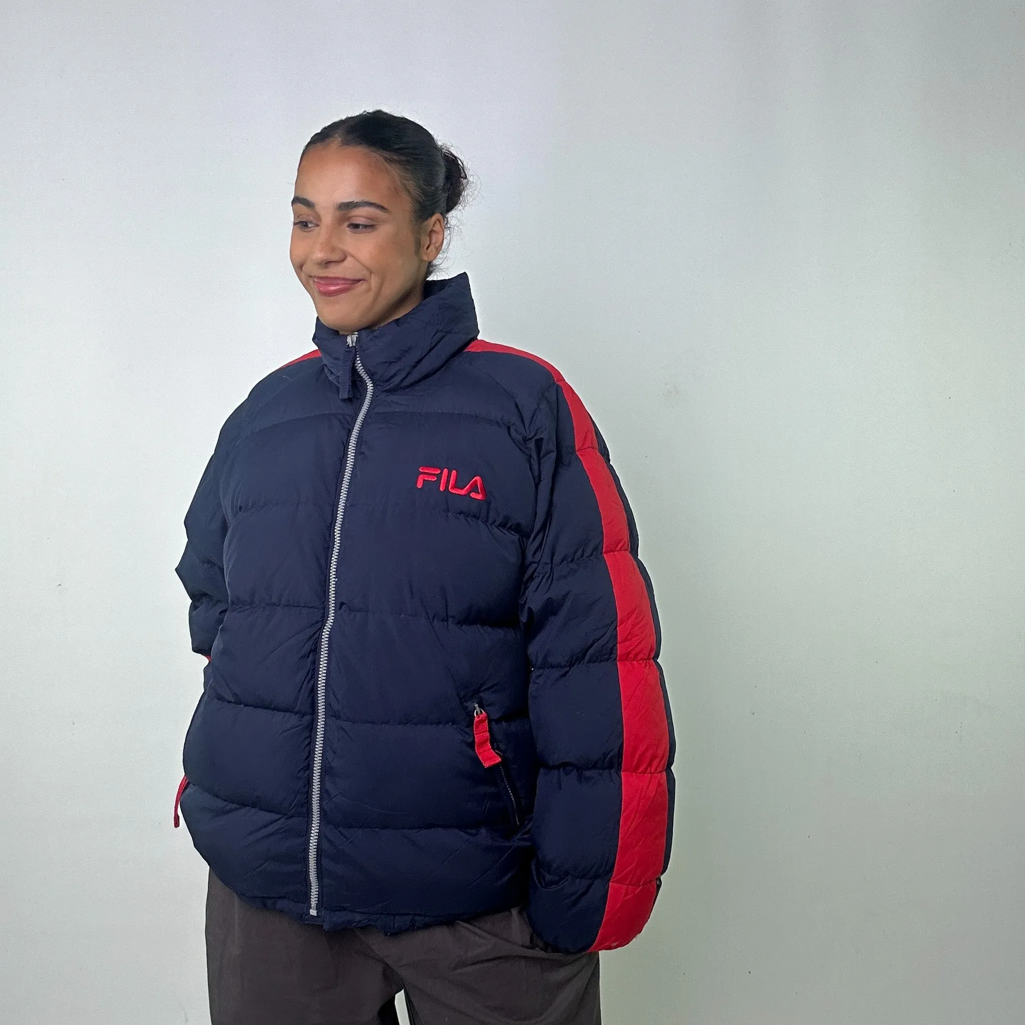 Navy Blue 90s FILA Puffer Jacket Coat (S/M)