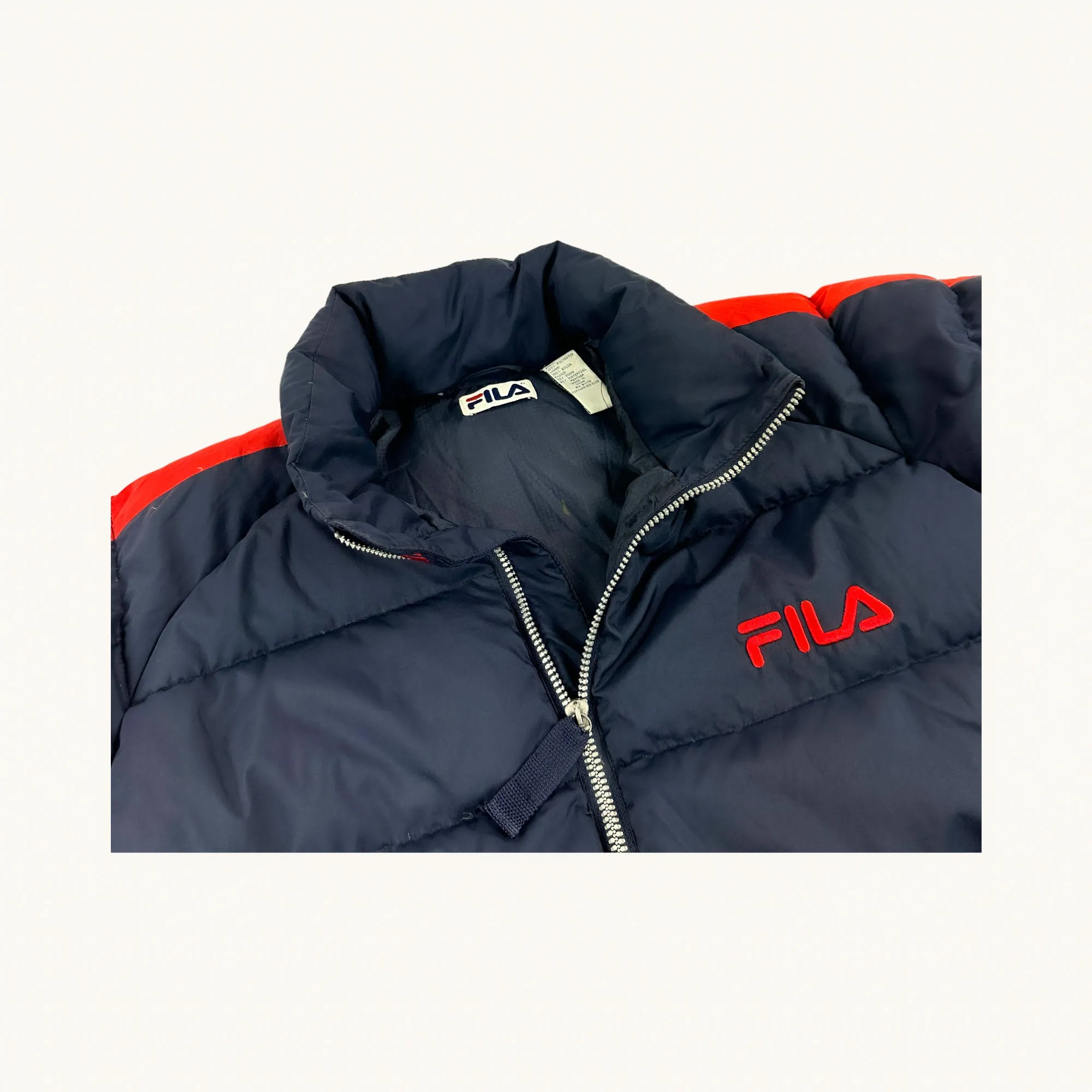 Navy Blue 90s FILA Puffer Jacket Coat (XL)