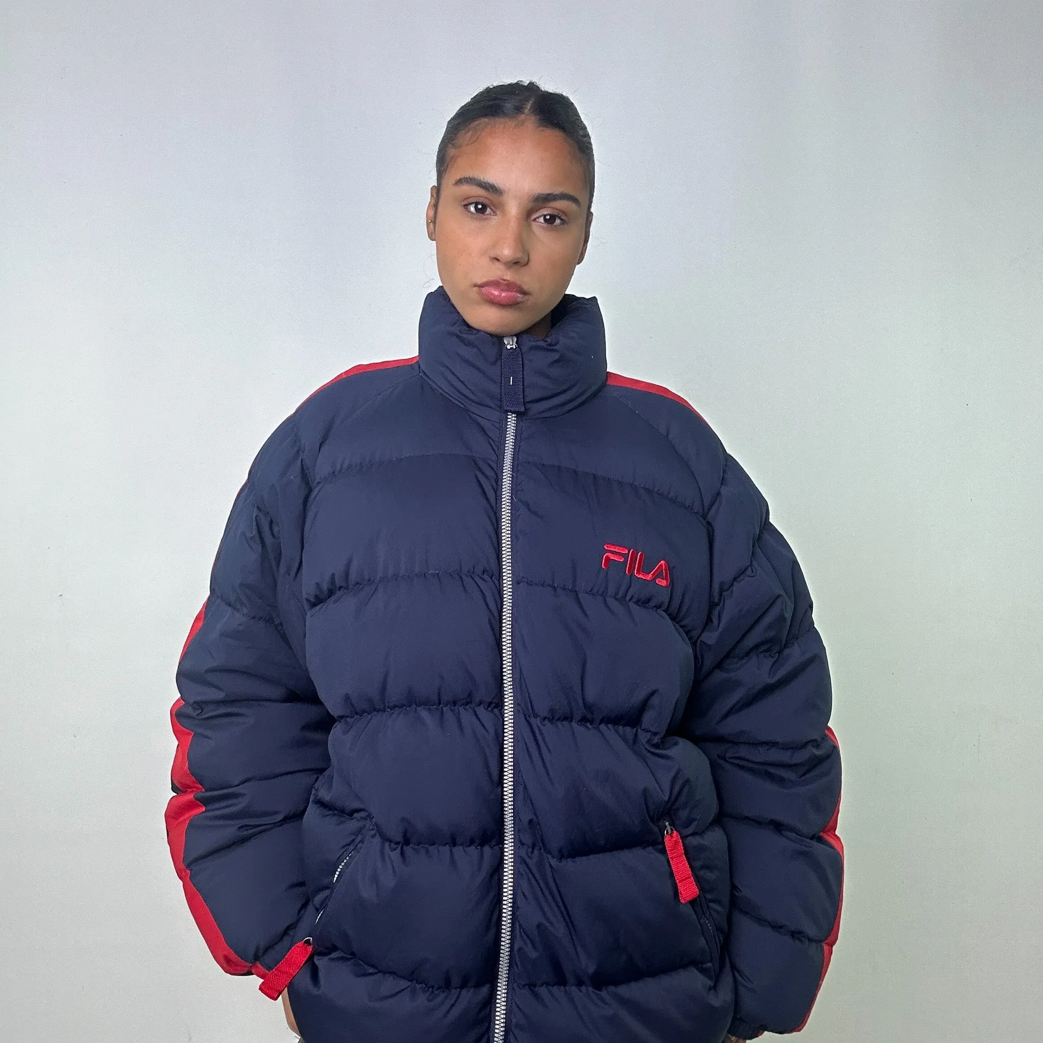 Navy Blue 90s FILA Puffer Jacket Coat (XL)