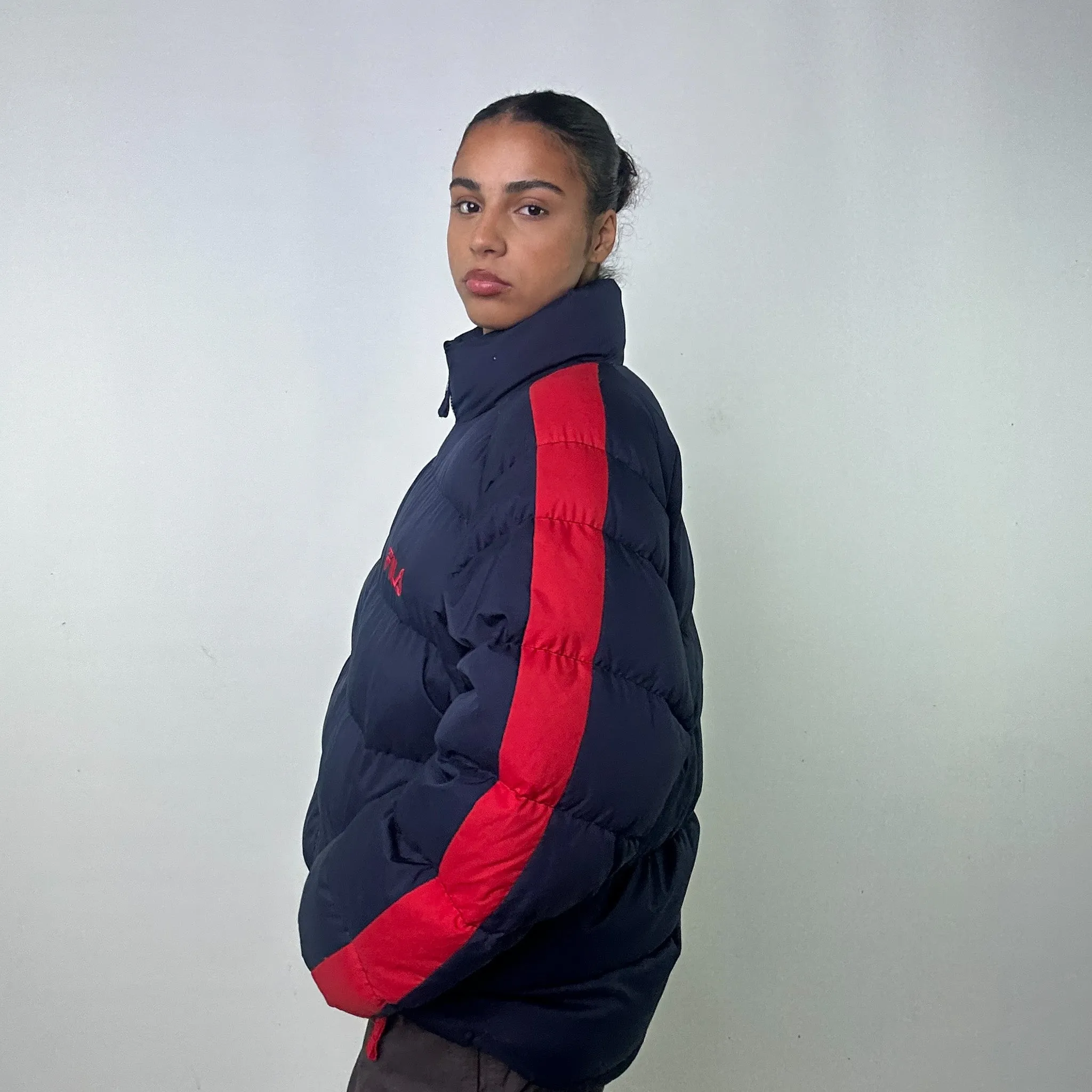 Navy Blue 90s FILA Puffer Jacket Coat (XL)