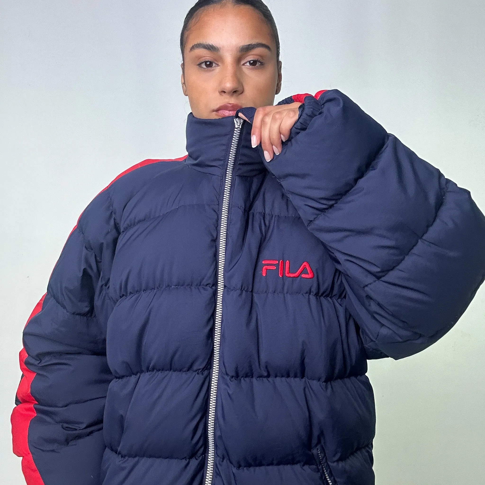 Navy Blue 90s FILA Puffer Jacket Coat (XL)