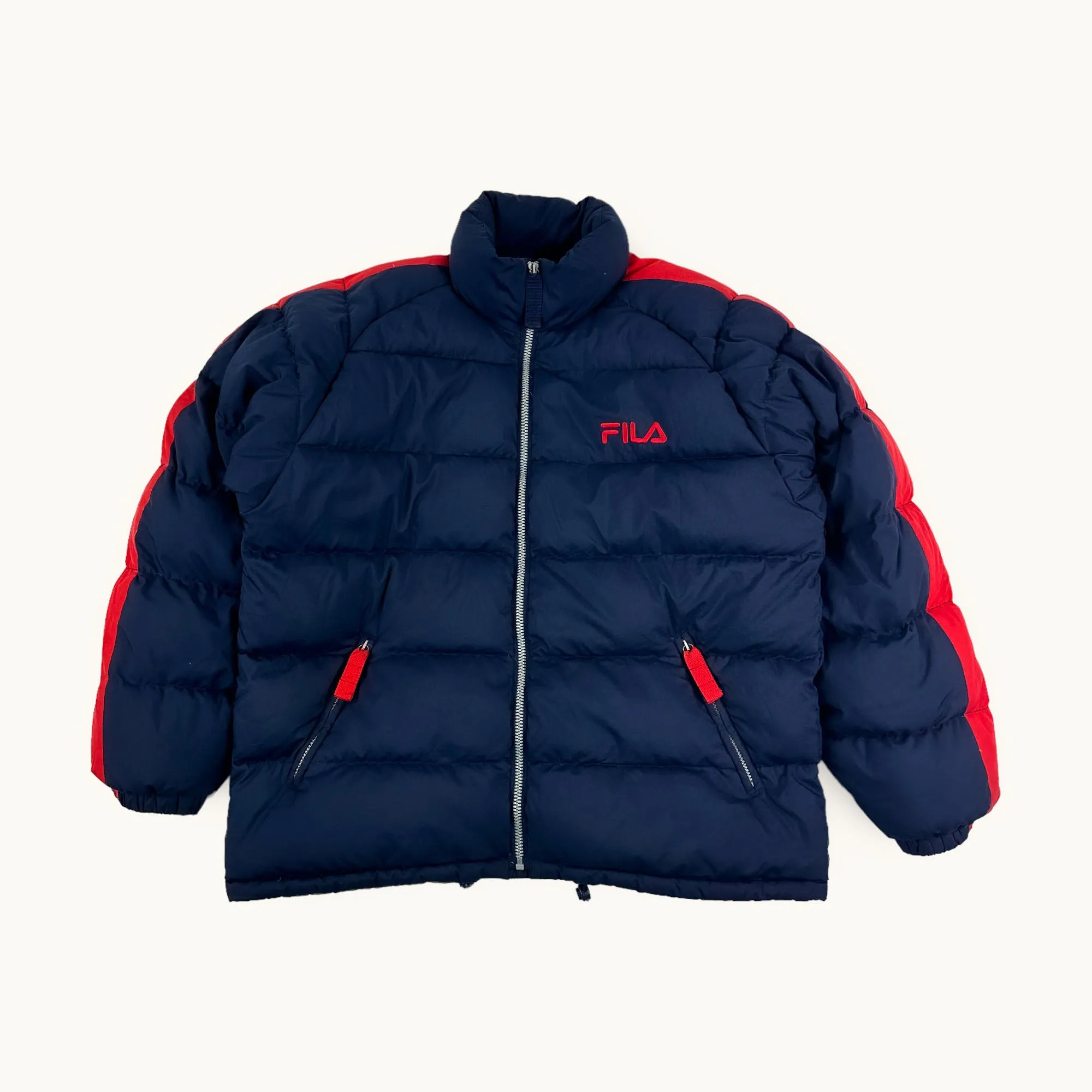 Navy Blue 90s FILA Puffer Jacket Coat (XL)