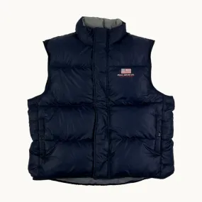 Navy Blue 90s Polo Jeans Ralph Lauren Puffer Jacket Coat Gilet (L)