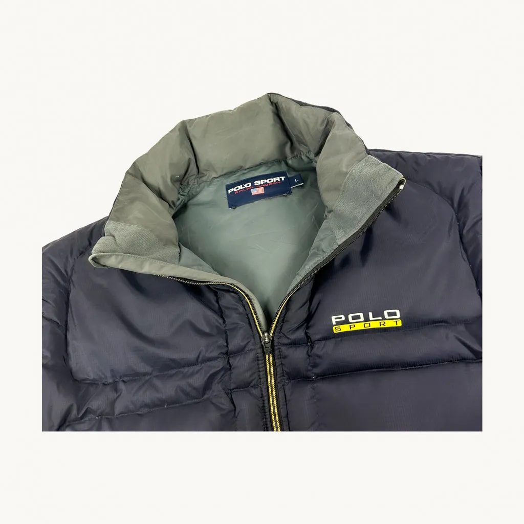 Navy Blue 90s Polo Sport Ralph Lauren Puffer Jacket Coat (L)