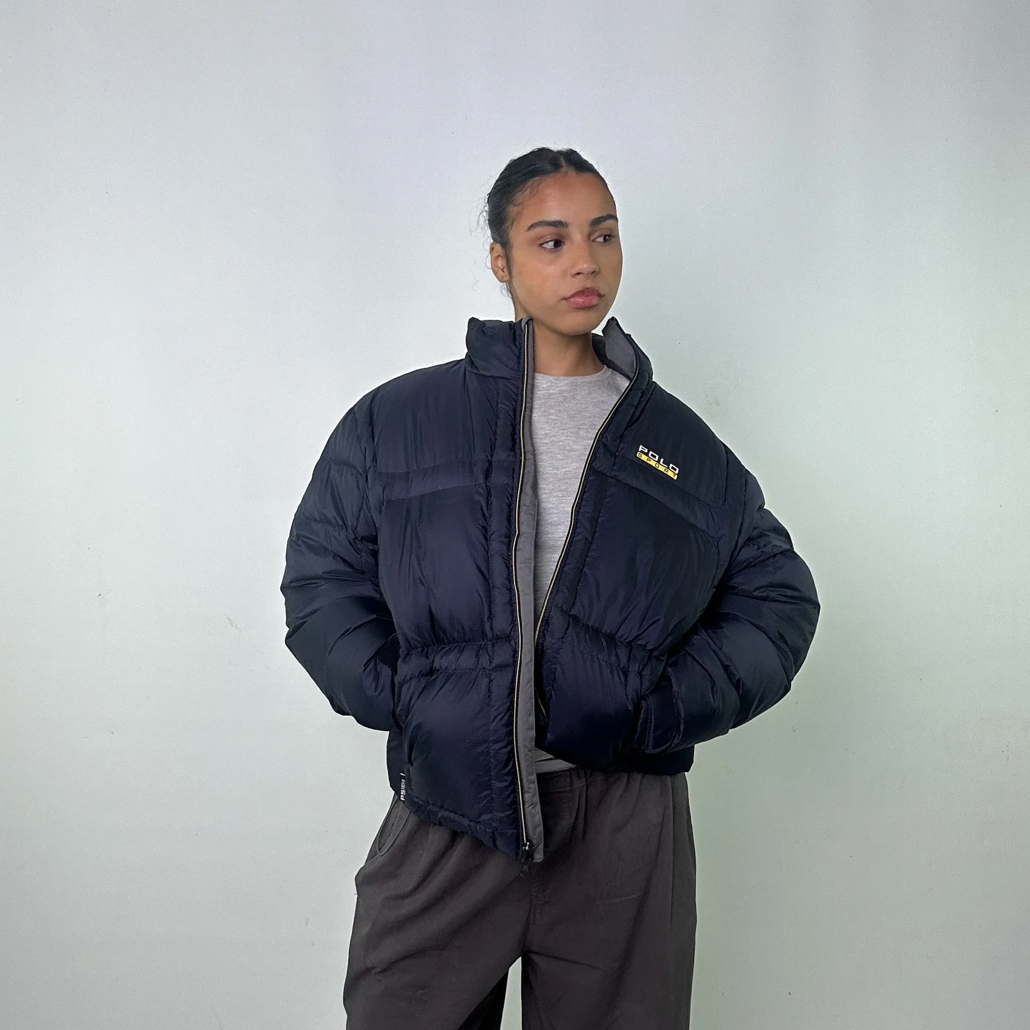 Navy Blue 90s Polo Sport Ralph Lauren Puffer Jacket Coat (L)