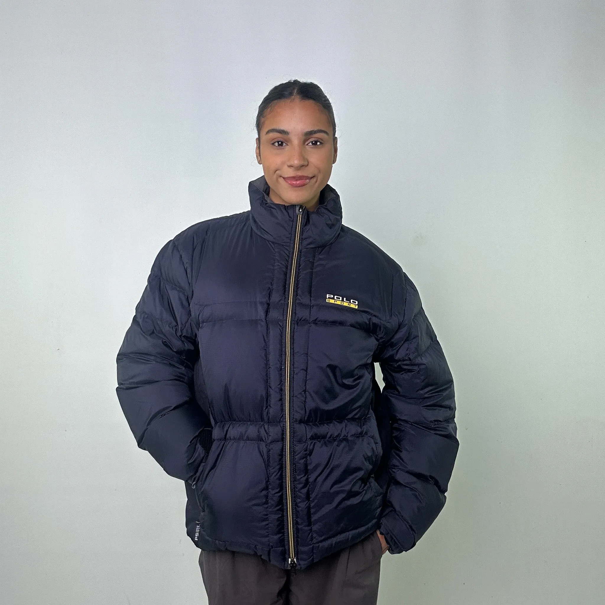 Navy Blue 90s Polo Sport Ralph Lauren Puffer Jacket Coat (L)