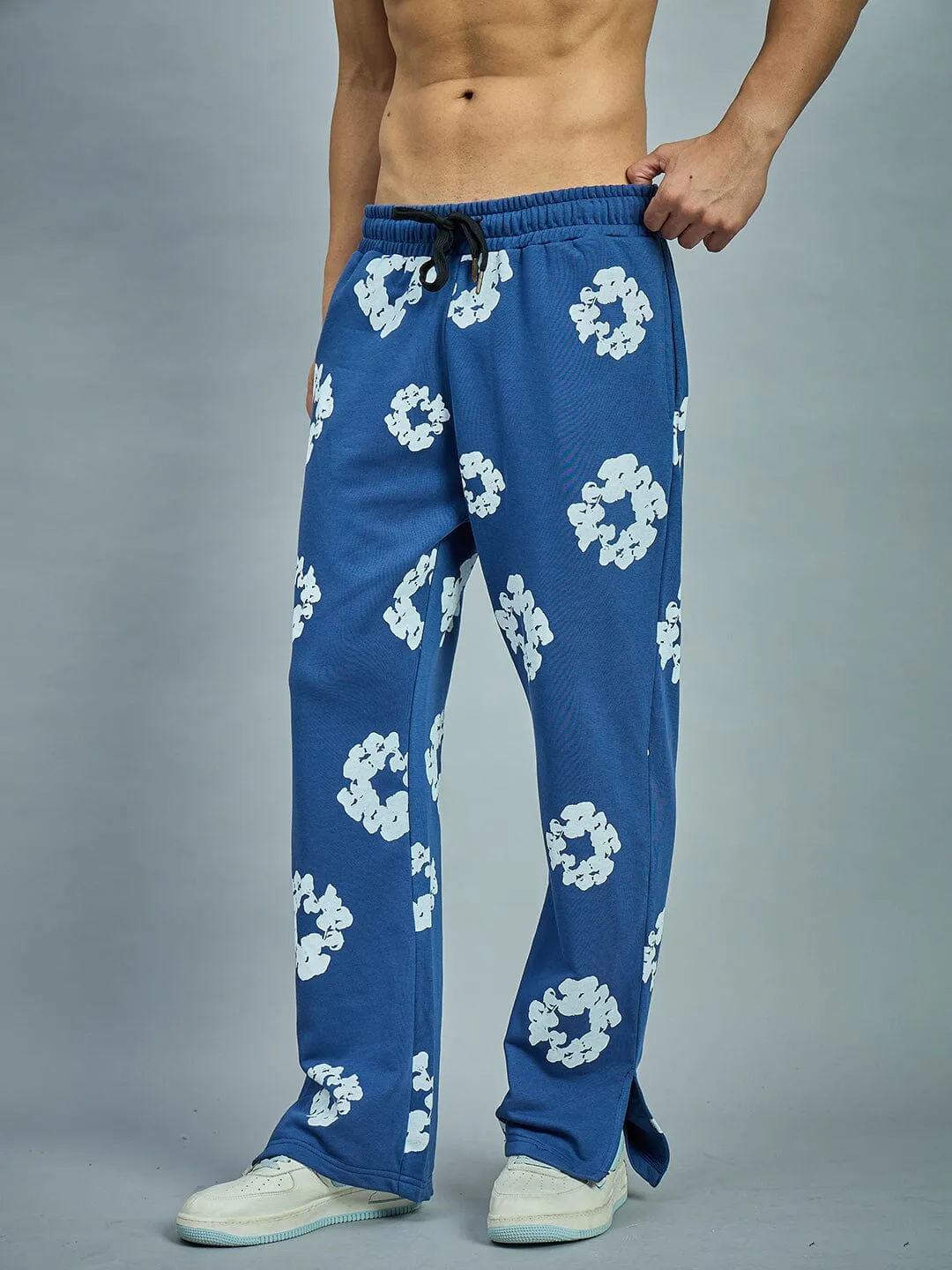 Navy Floral Boot Cut Trackpants