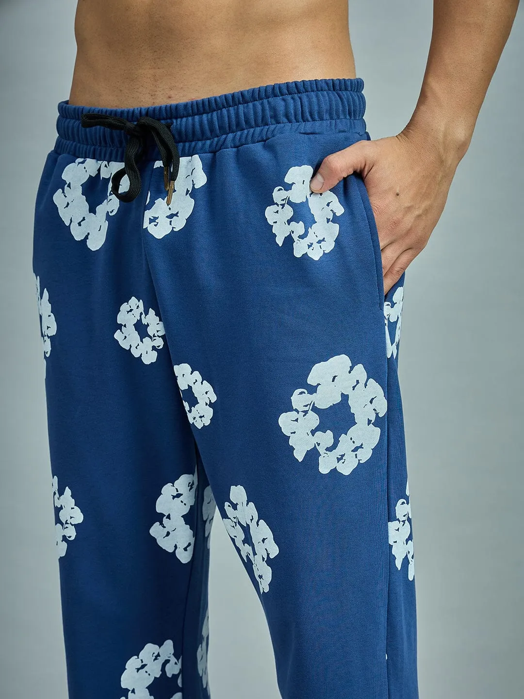 Navy Floral Boot Cut Trackpants