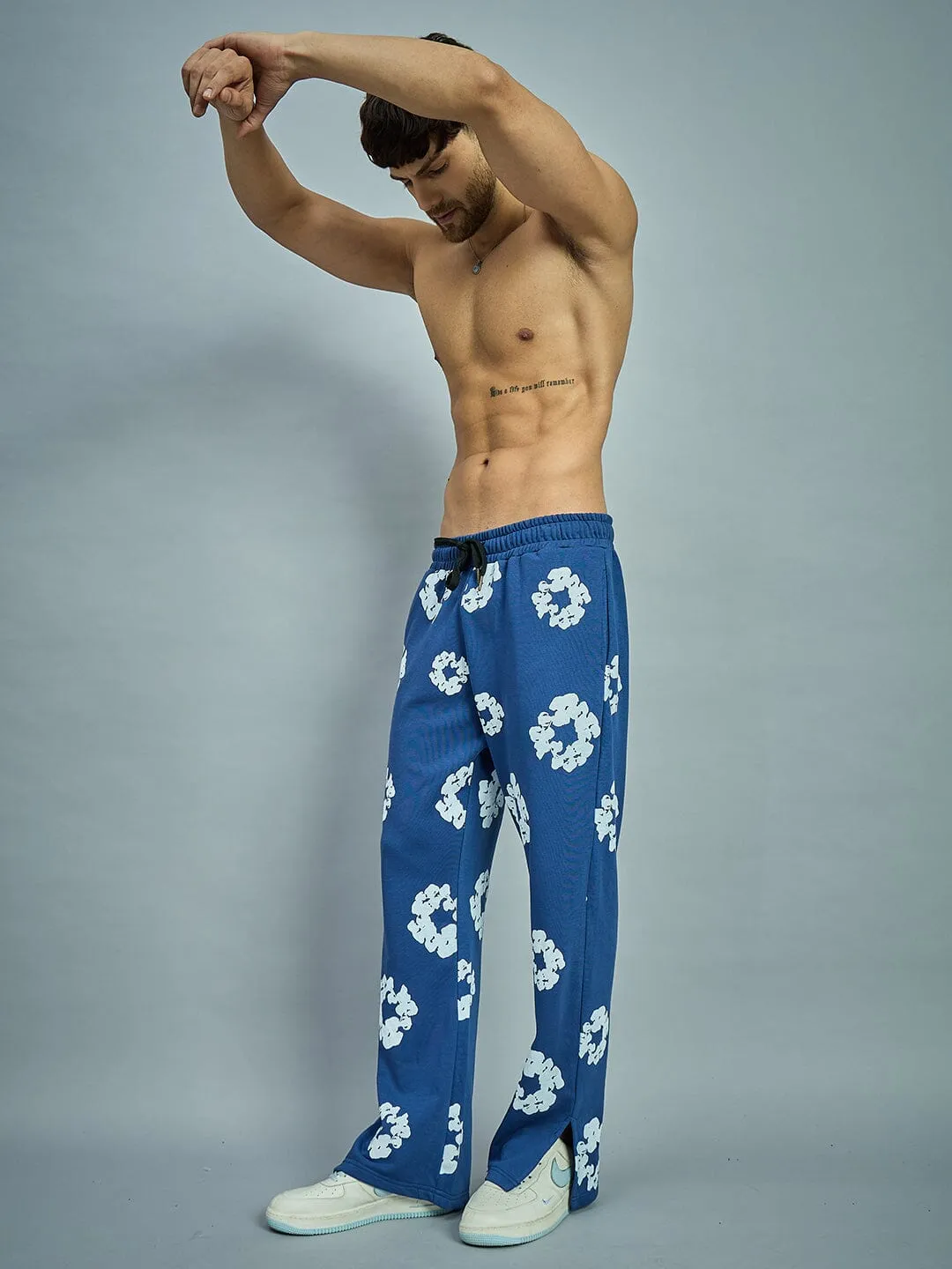 Navy Floral Boot Cut Trackpants