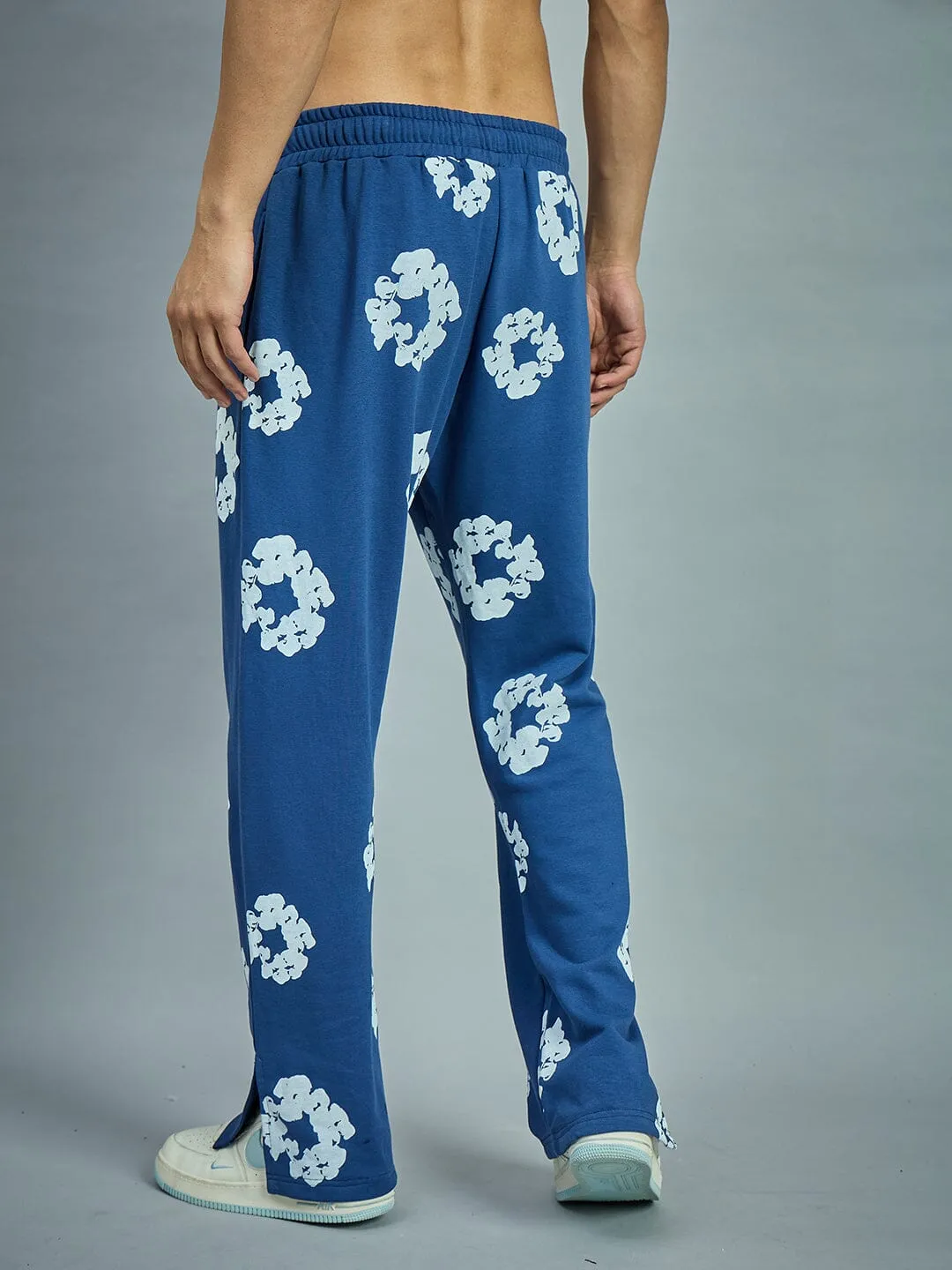 Navy Floral Boot Cut Trackpants