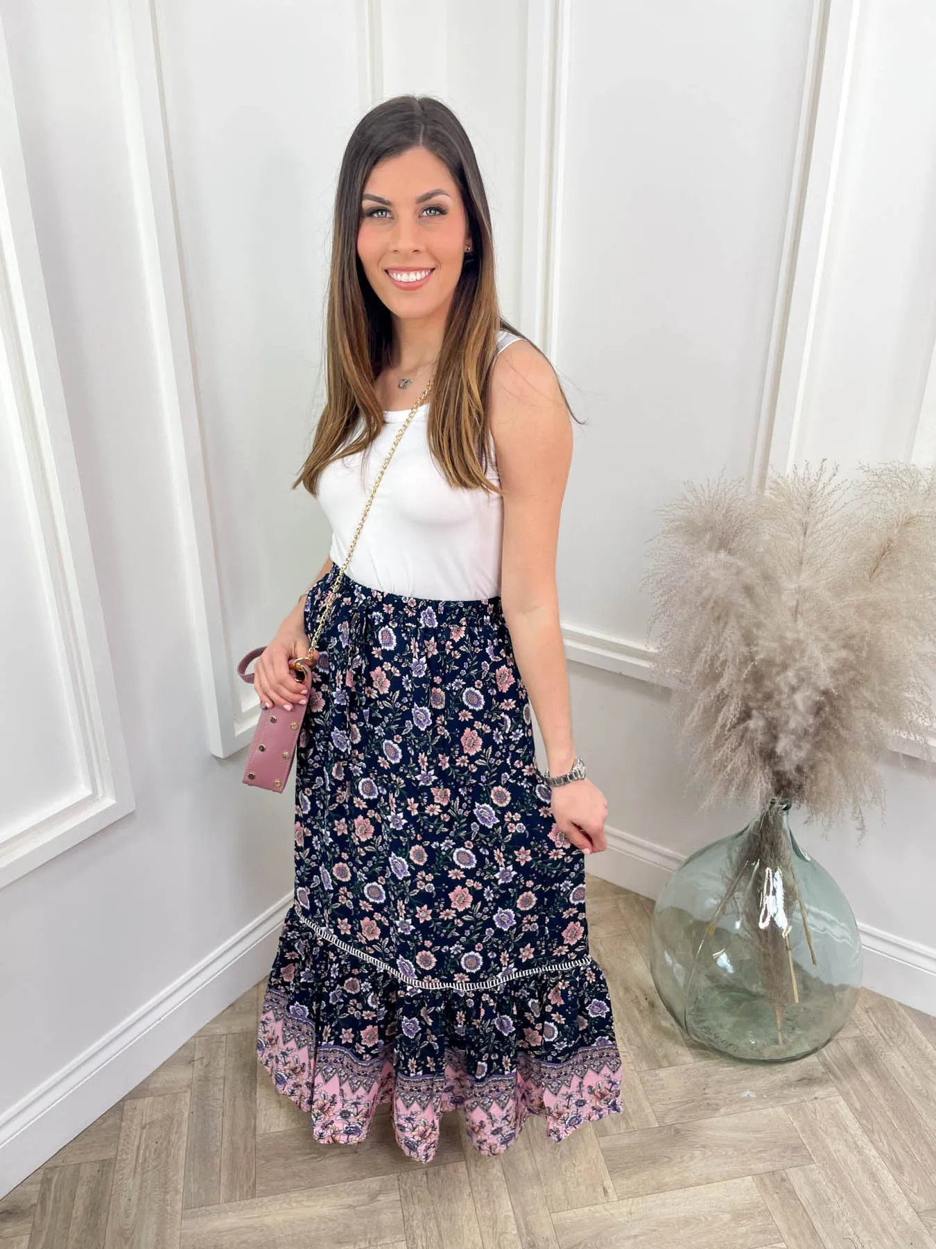 Olivia Skirt - Navy Floral