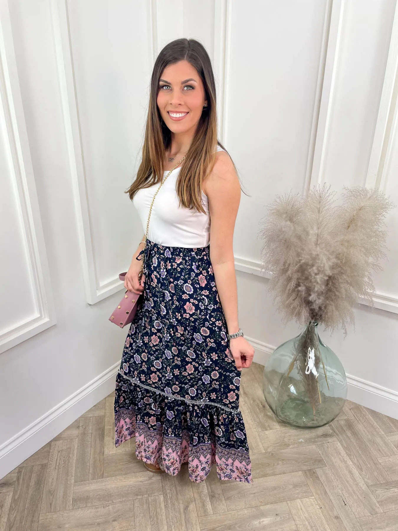 Olivia Skirt - Navy Floral