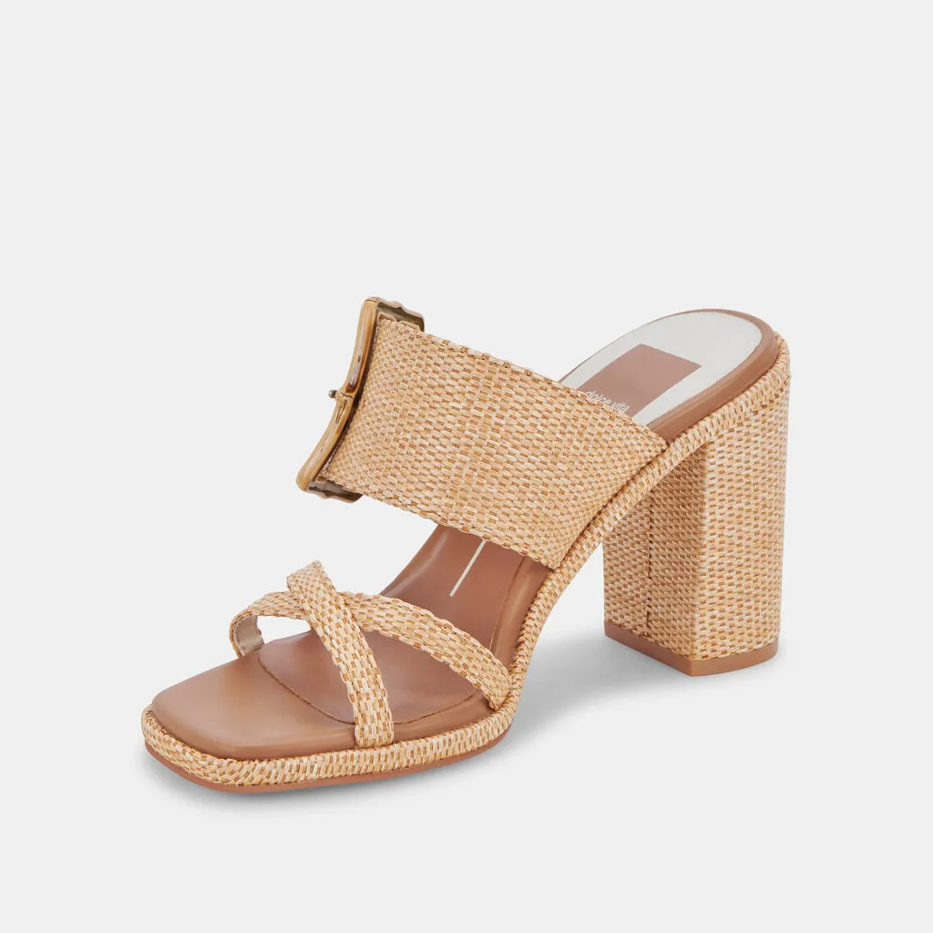 ONNIE Wide Heels Warm Natural Raffia | Recycled Raffia Heels– Dolce Vita 6900664664130