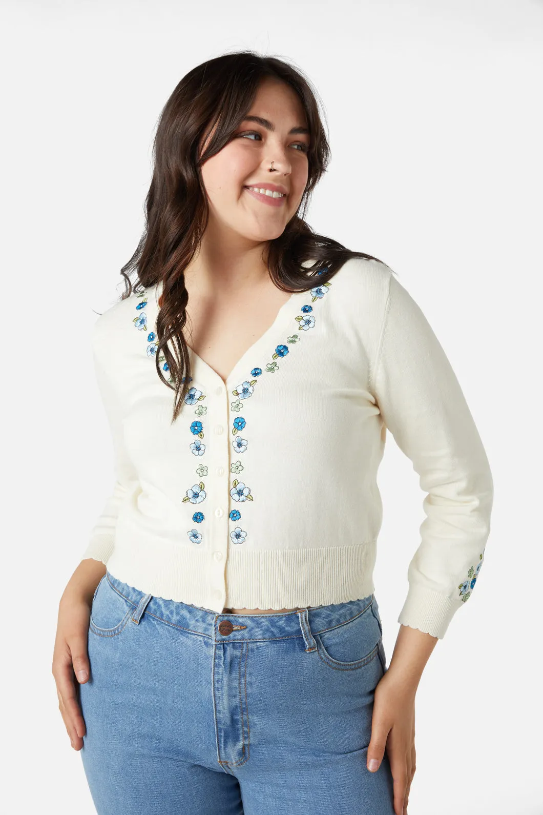 Petal Embroidered Cardi