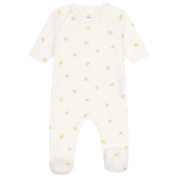 Petit Bateau Baby Pyjamas With Turtle Print Marshmallow White