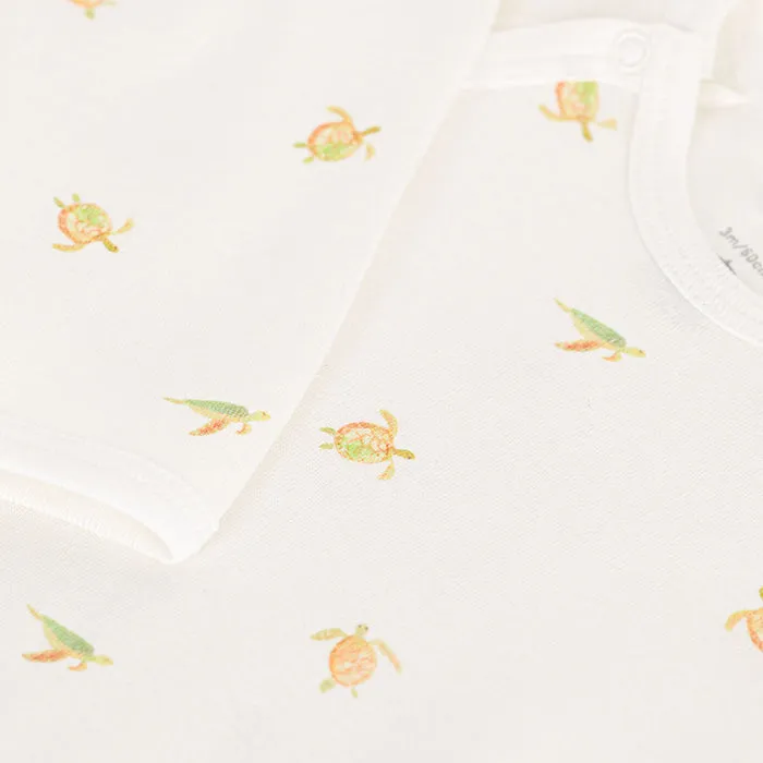 Petit Bateau Baby Pyjamas With Turtle Print Marshmallow White