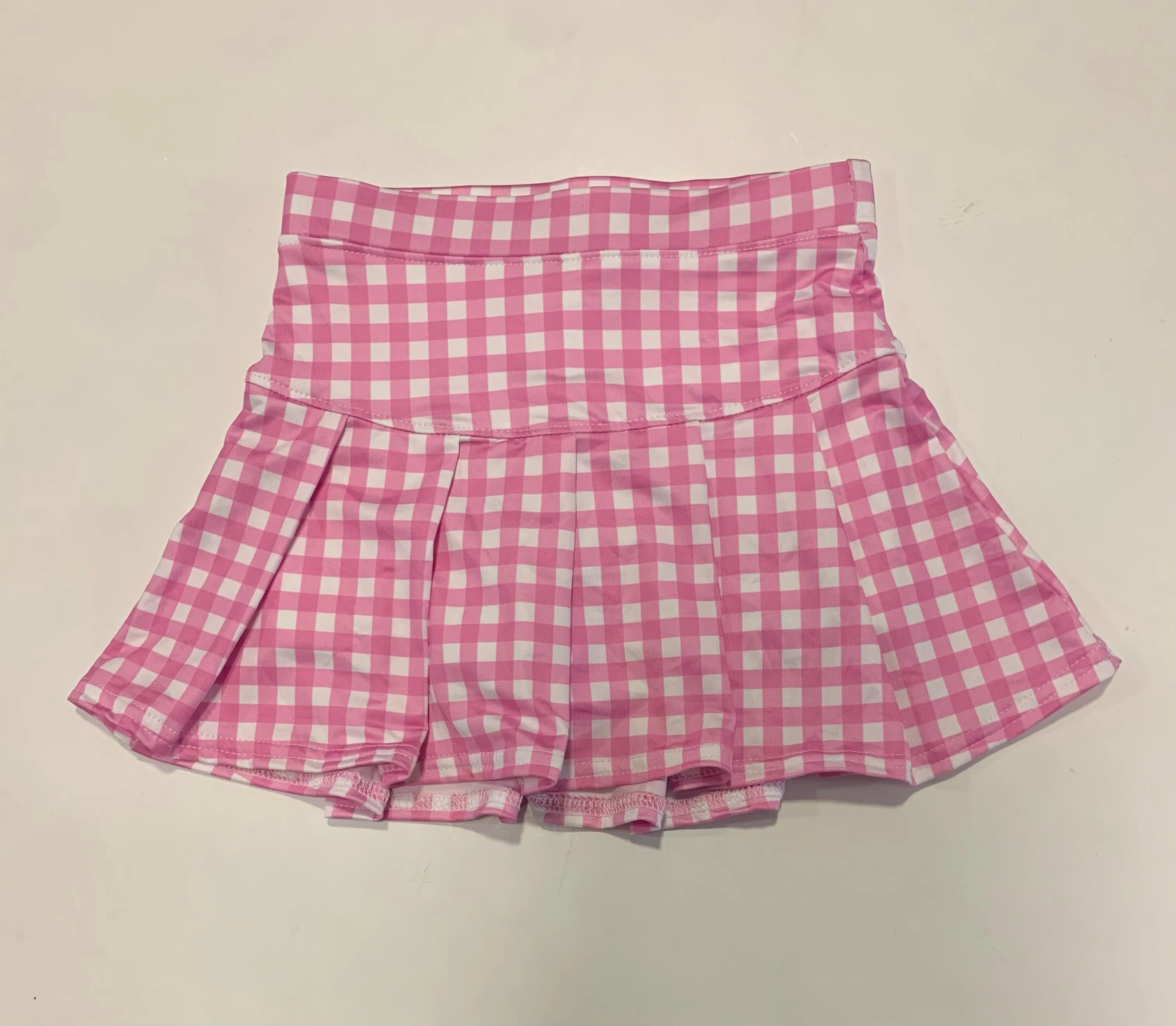 Pink Gingham Tennis Skort