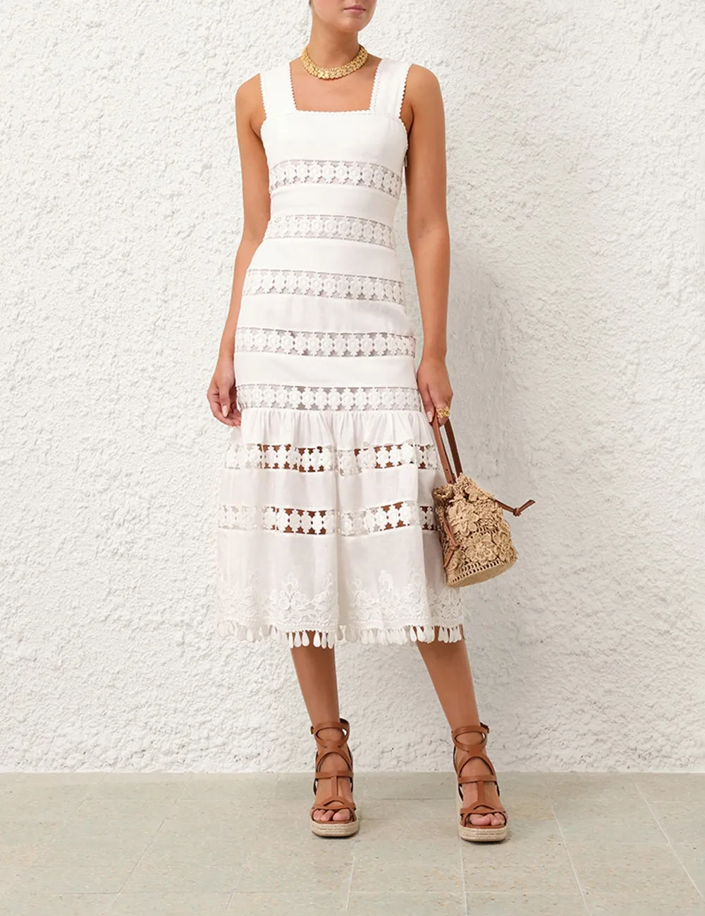 Pop Trimmed Midi Dress