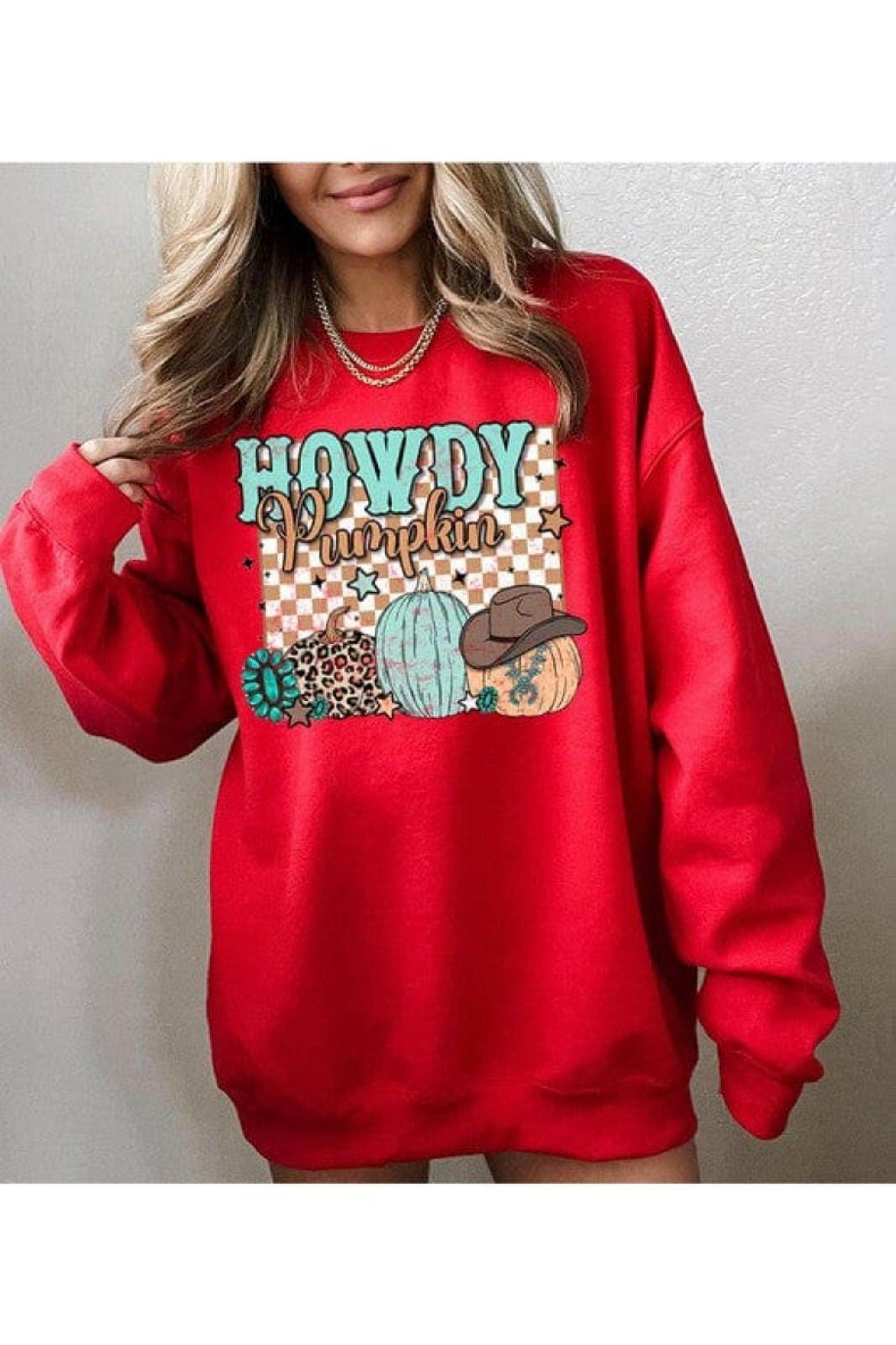 PUMPKIN FLEECE GRAPHIC TEDDY SWEATER