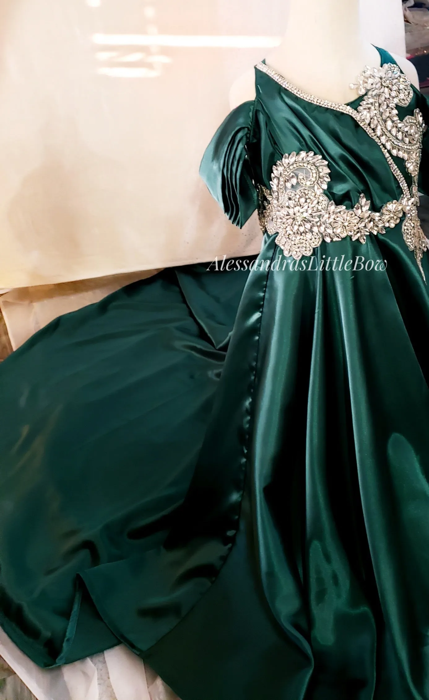 Ready to ship Emerald Gown fits 4t-6kids