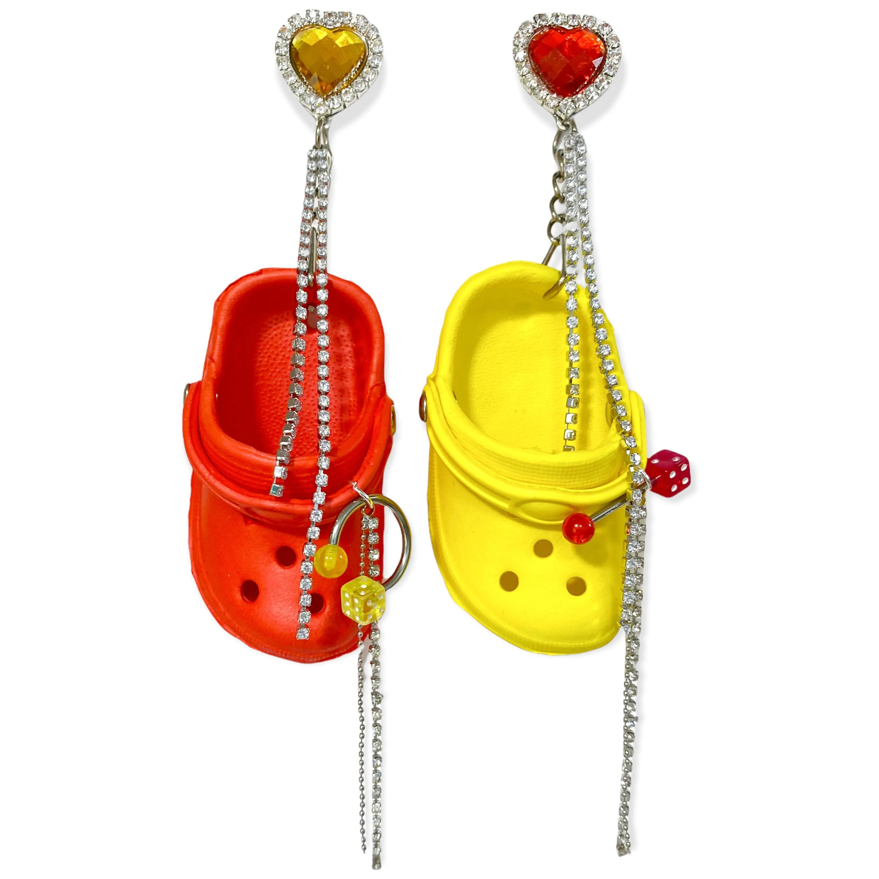 Red + Yellow Bedazzled Mini Croc Earrings