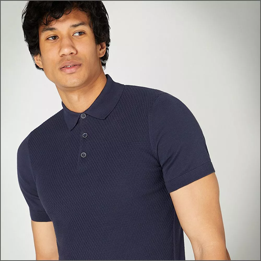 Remus Uomo Slim Fit Knitted Cotton Short Sleeve Polo Shirt>>