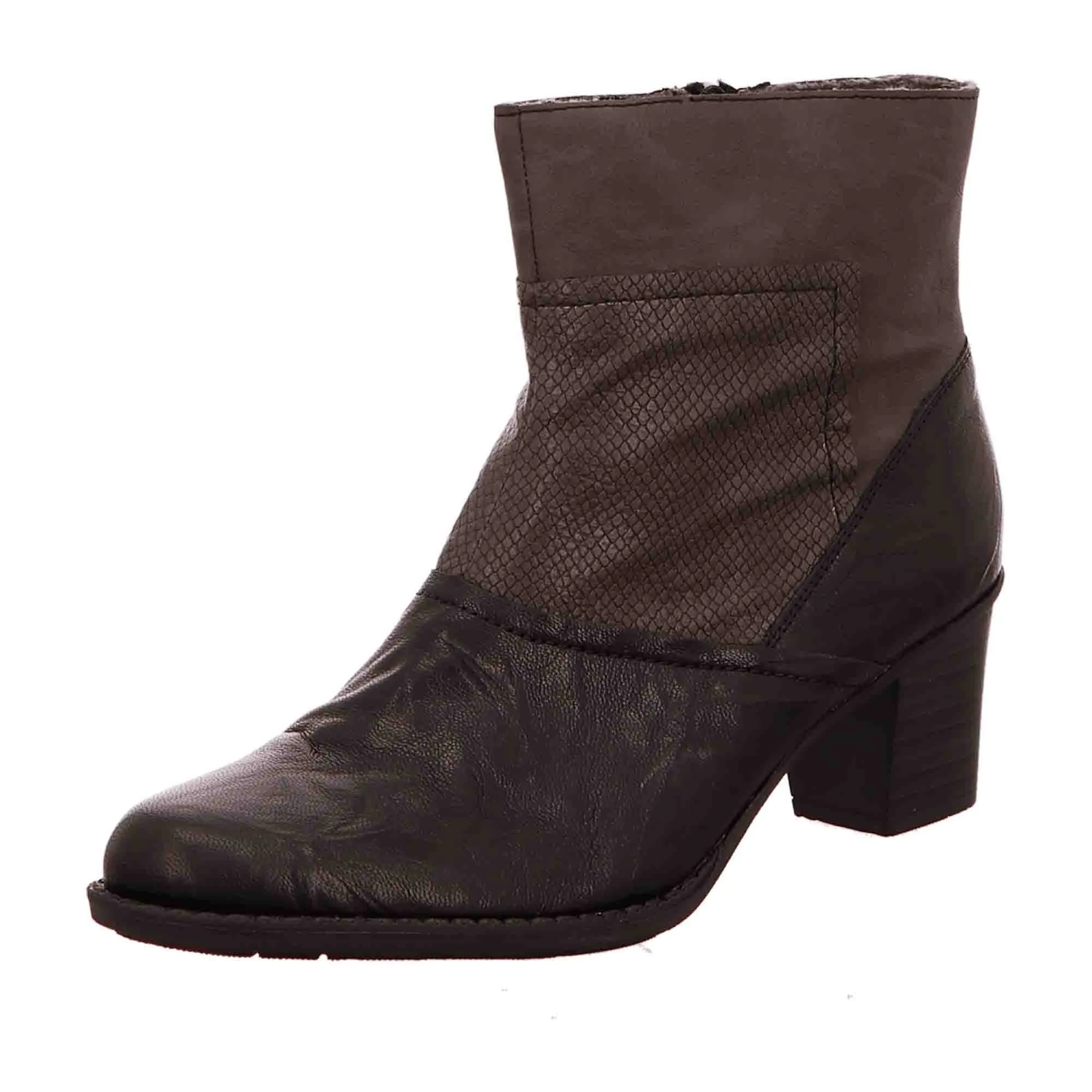 Rieker Women's Black Ankle Boots with Zip Closure and Warm Lining