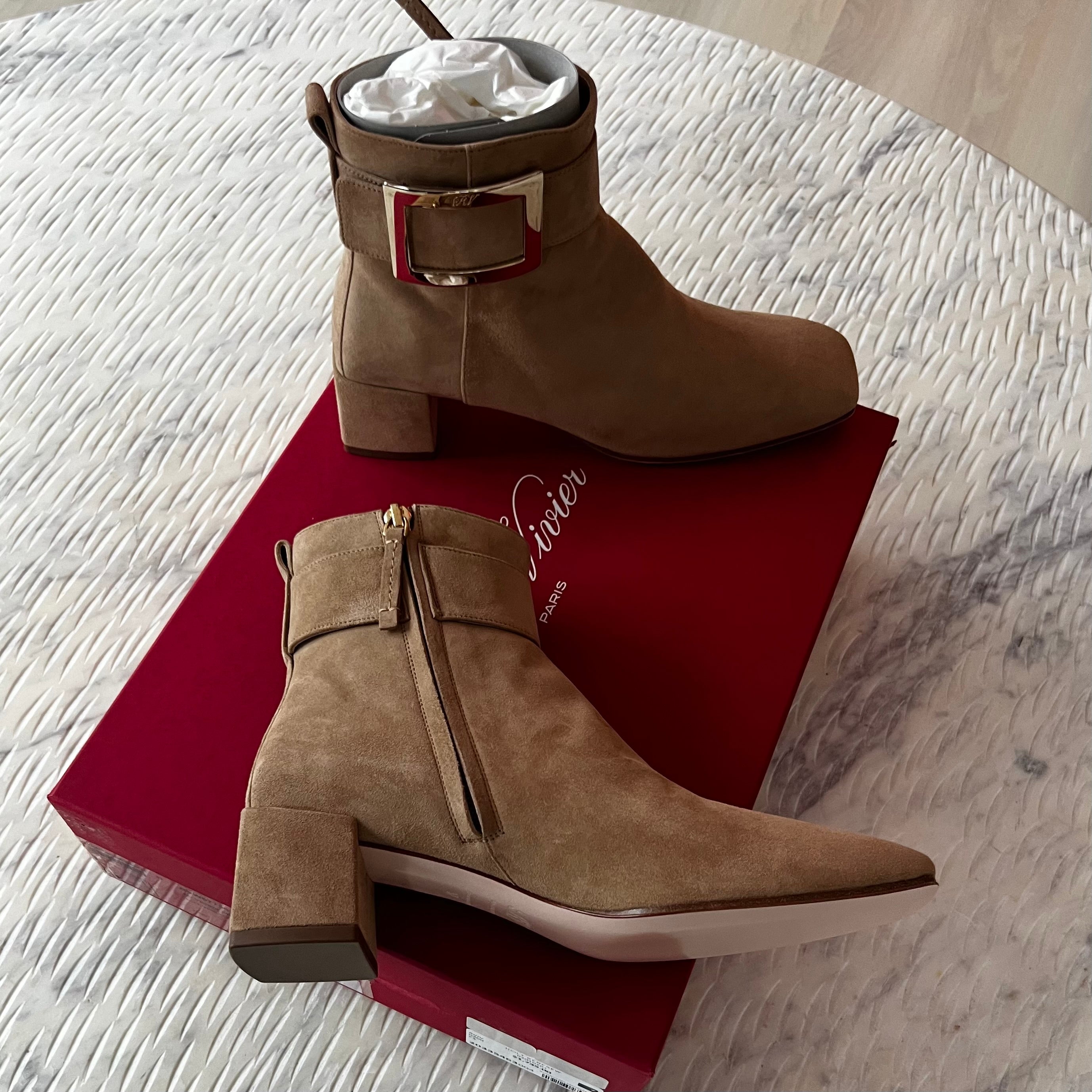 Roger Vivier So Vivier buckled suede ankle boots