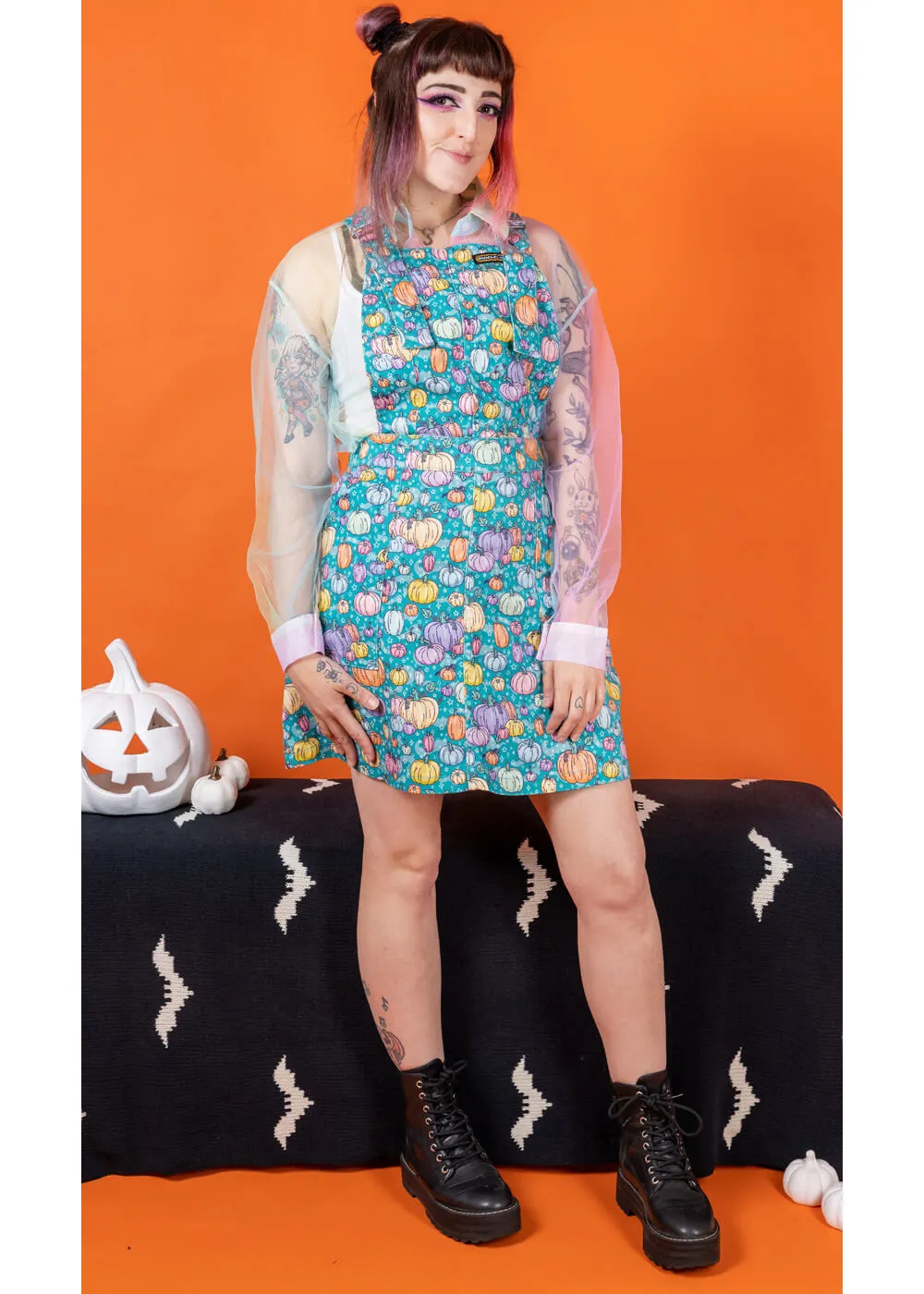 Run & Fly Pumpkin Patch 60's Pinafore Dress Pastel