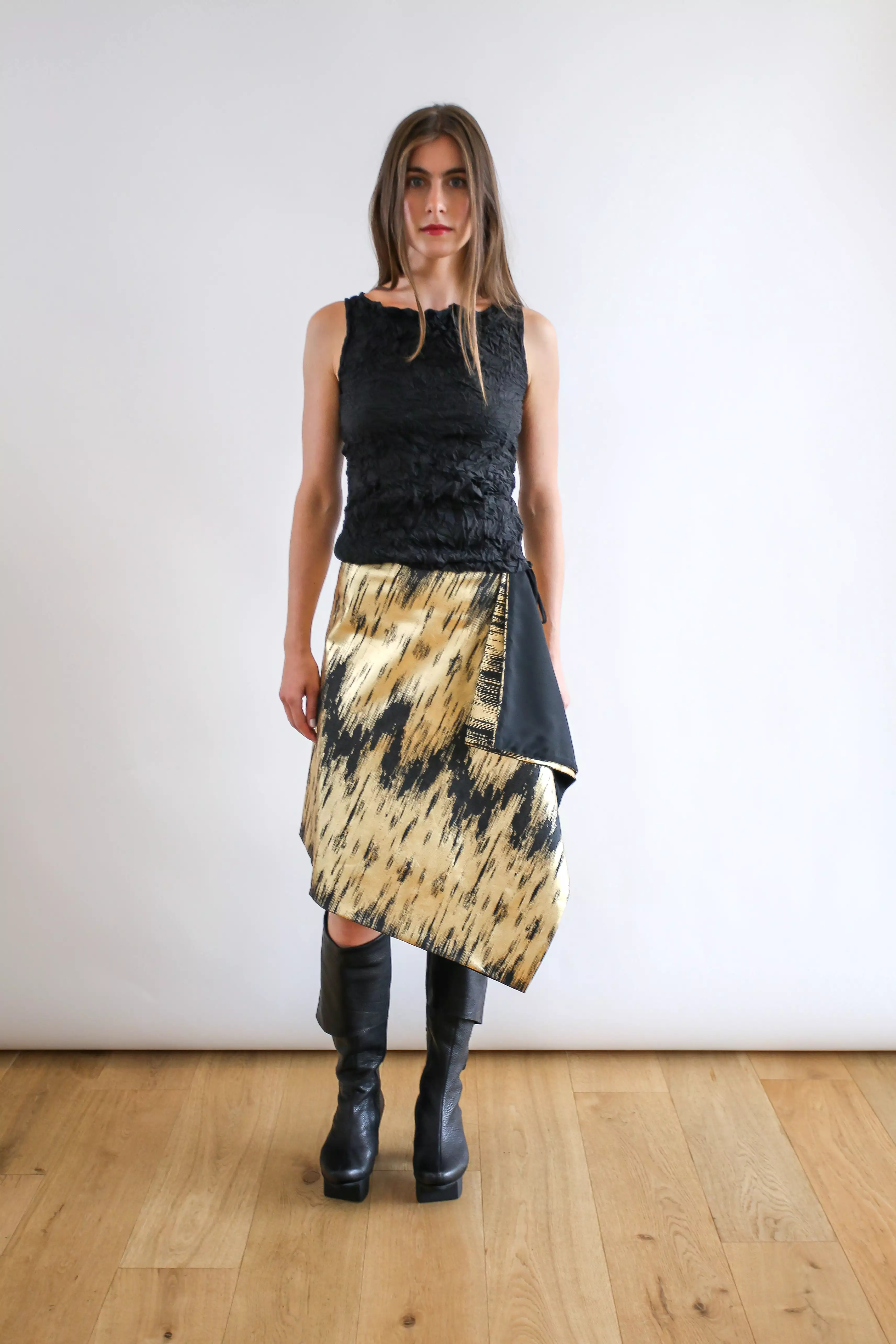 SALE Luxe Square Skirt | Black & Gold Zig Zag