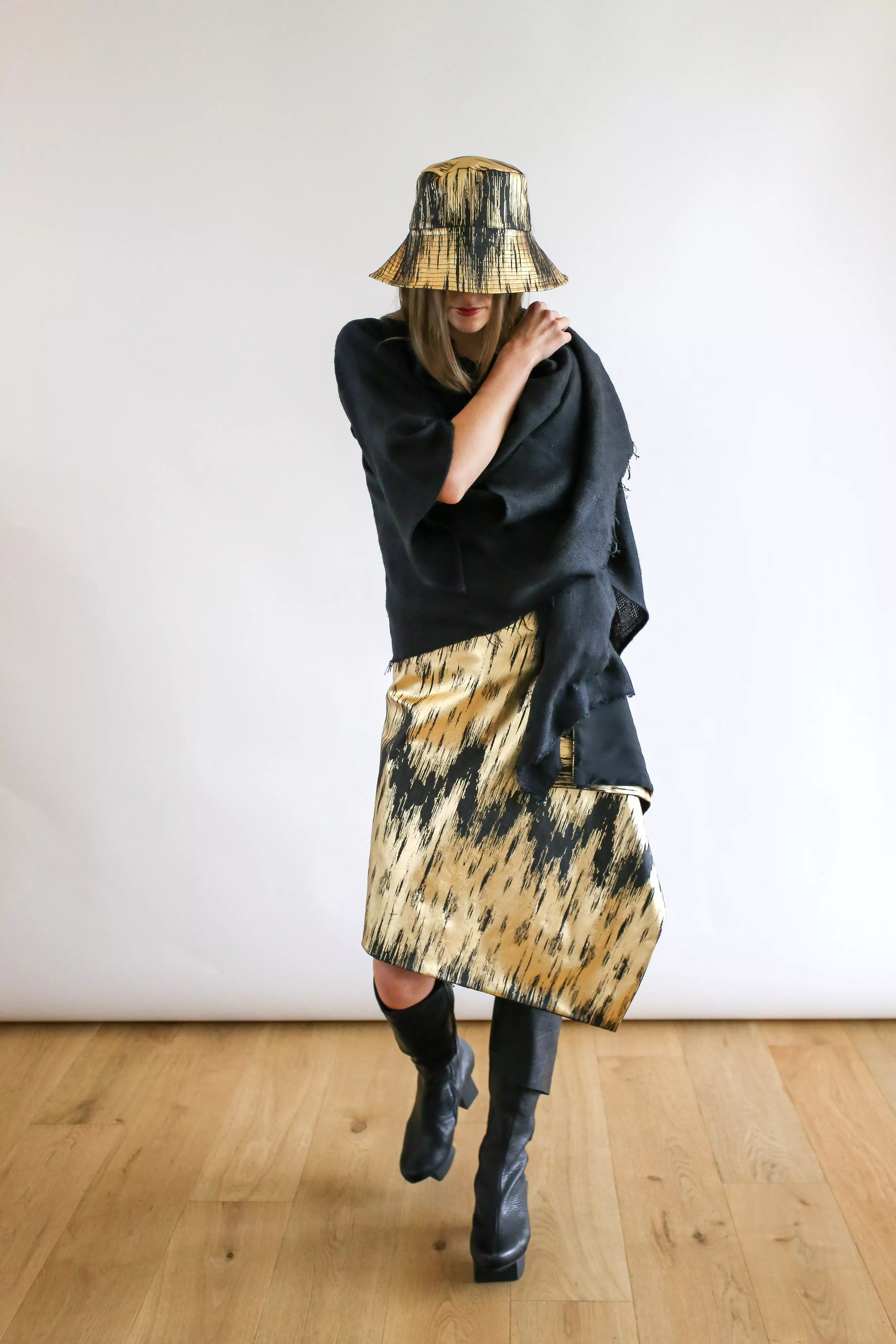 SALE Luxe Square Skirt | Black & Gold Zig Zag