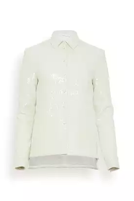 Sequined Slim Shirt in Ivory