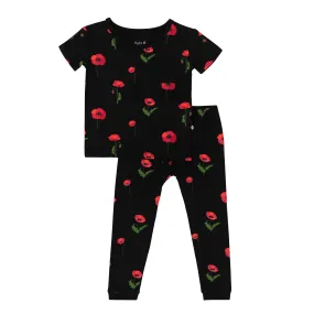 Short Sleeve with Pants Pajamas in Midnight Poppies