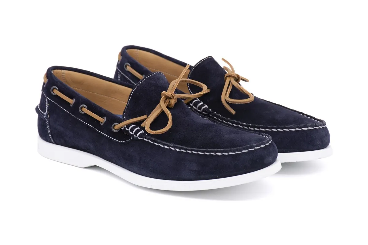 Suede boat loafer