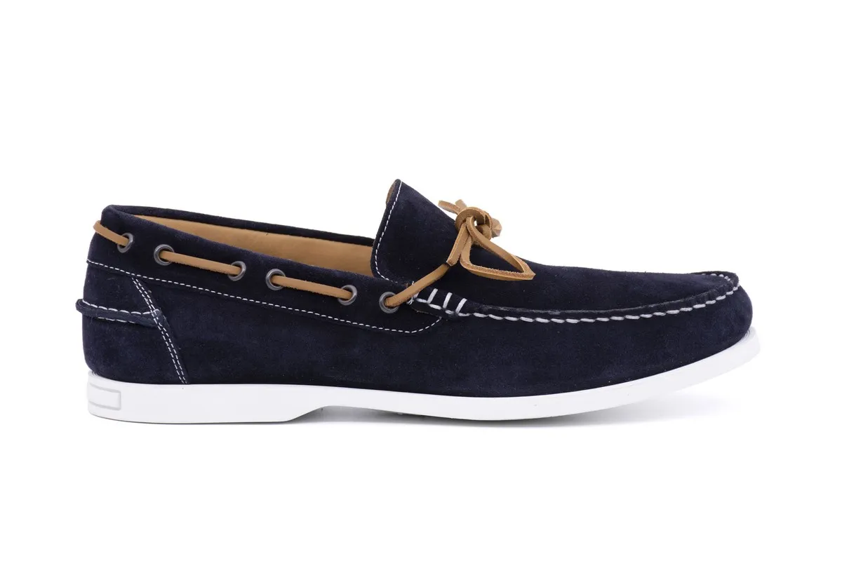 Suede boat loafer