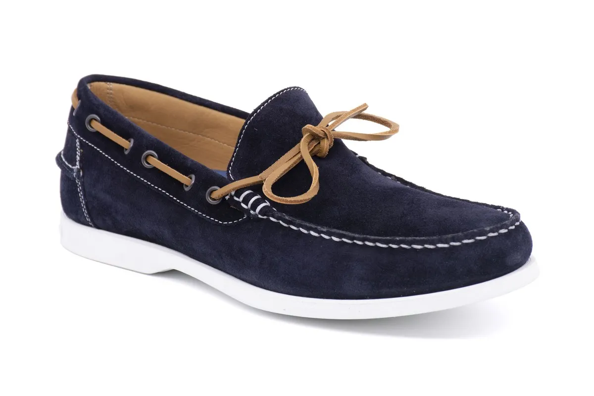 Suede boat loafer