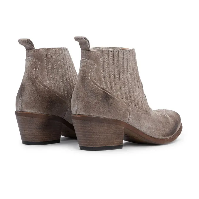 SUEDE TEXAN WITH HEEL Woman Tortora