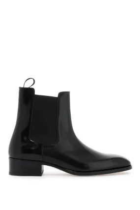 Tom Ford Chelsea Leather Ankle Boots   Black